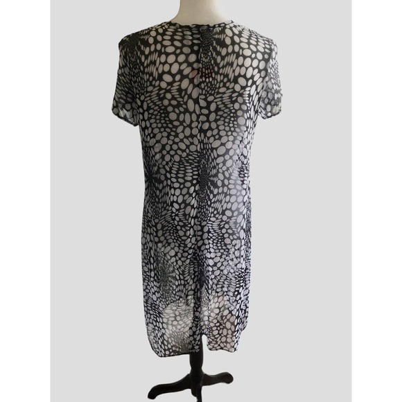 FREE W/PURCHASE Robert Louis Navy White Full Sheer Mesh Knit Dress CoverUp SMALL - Picture 2 of 6